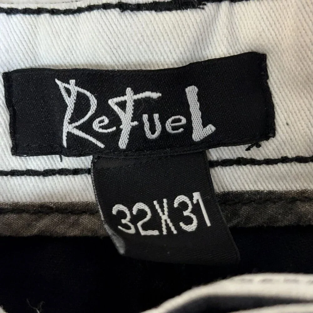 Refuel Men's Jeans 32x31 Black Slim Fit Kade Button Fly Tapered‎ Leg Stretch